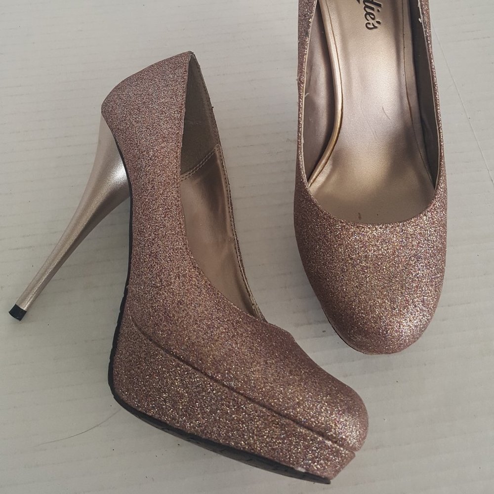 CANDIES Gold Metallic Platform HEELS Sz 10 5" NEW Party Shoes